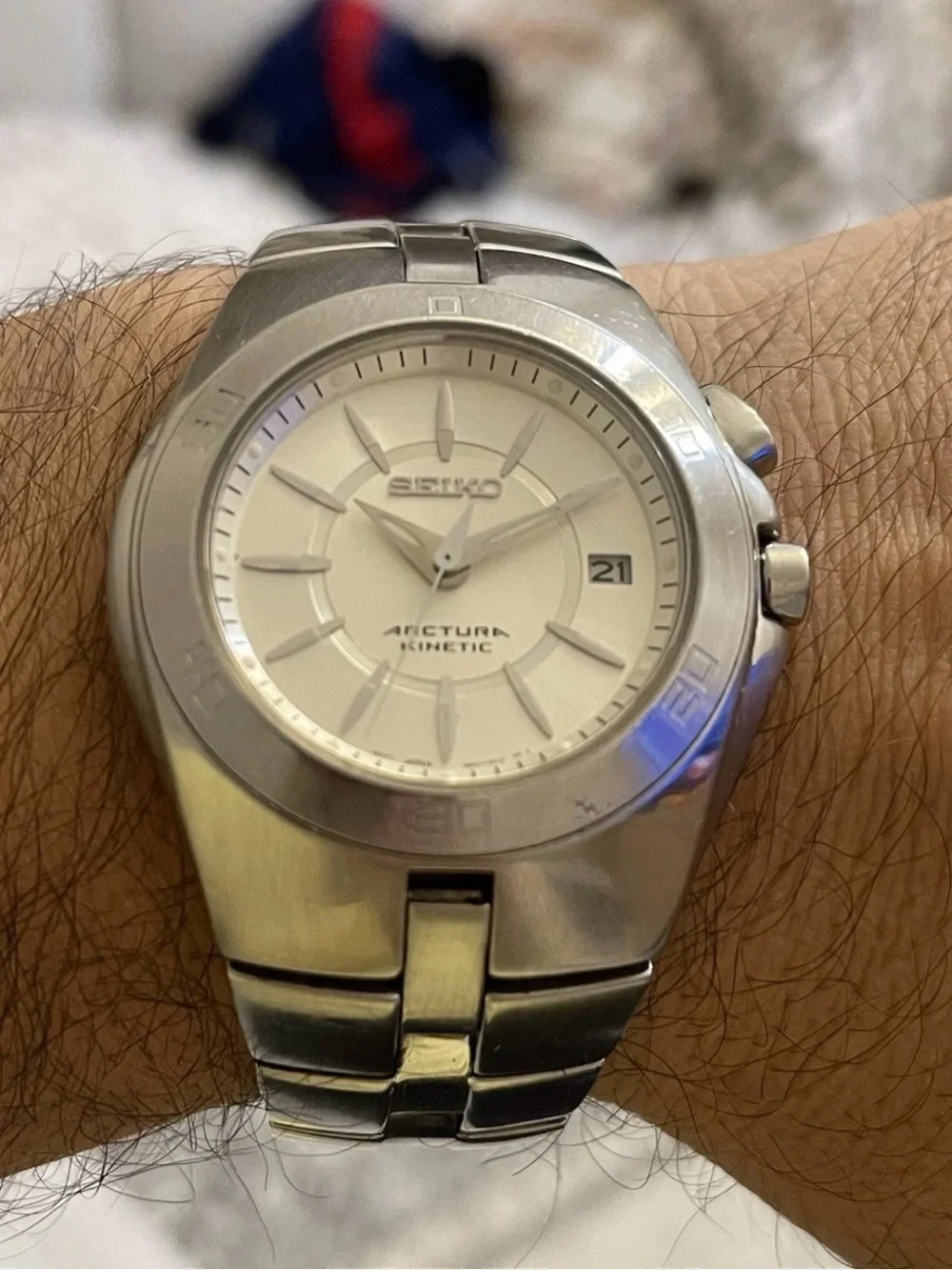 Seiko Arctura Kinetic 5M62-0AL0 Men's Watch Silver Dial Stainless Steel 43mm